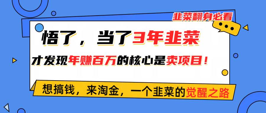 悟了,当了3年韭菜,才发现网赚圈年赚100万的核心是卖项目,含泪分享!-博学库