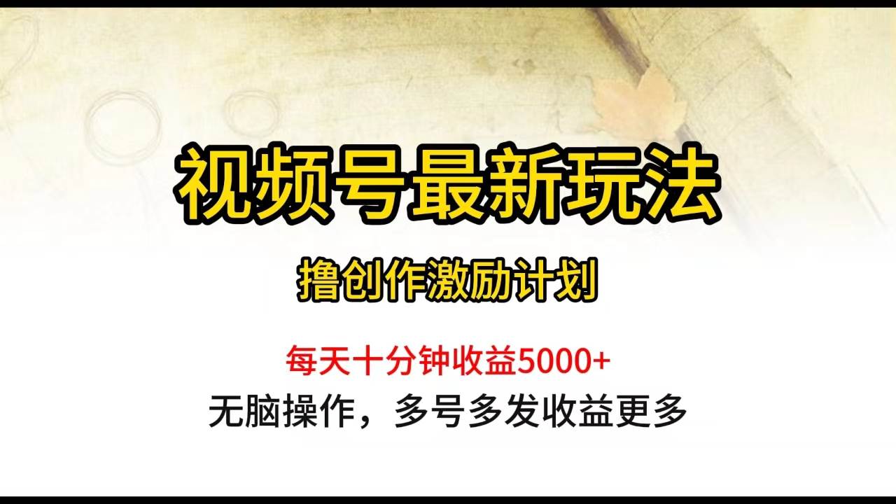 视频号最新玩法,每日一小时月入5000+-博学库