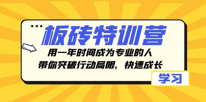 板砖特训营，用一年时间成为专业的人，带你突破行动局限，快速成长-博学库