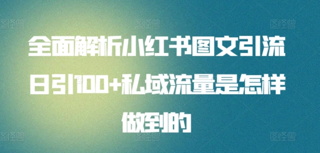 全面解析小红书图文引流日引100私域流量是怎样做到的-博学库