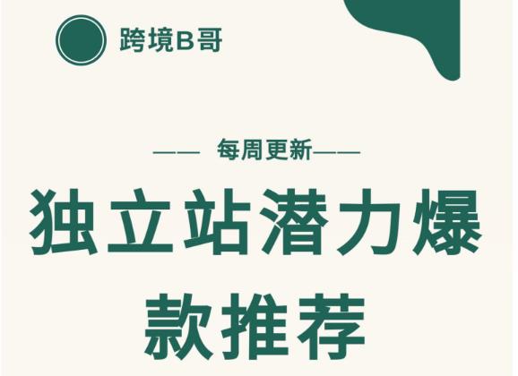 【跨境B哥】独立站潜力爆款选品推荐,测款出单率高达百分之80(每周更新)