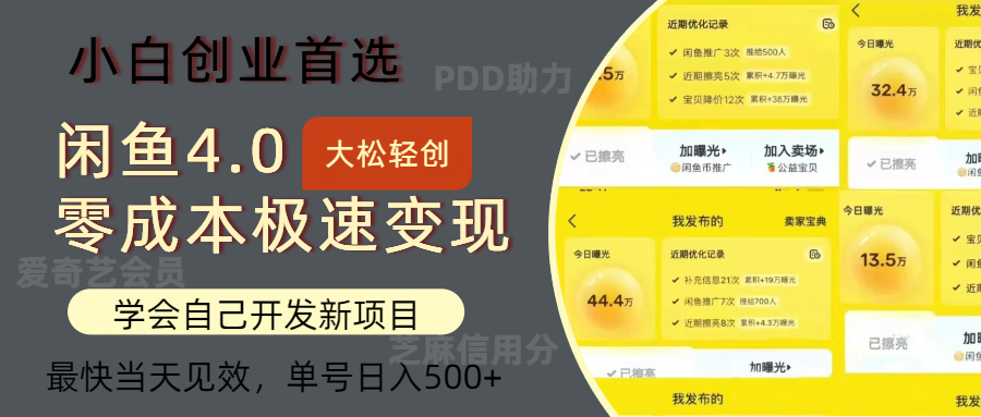 闲鱼0成本极速变现项目,多种变现方式,单号日入500+最新玩法-博学库
