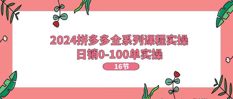 2024拼多多全系列课程实操,日销0-100单实操【16节课】-博学库