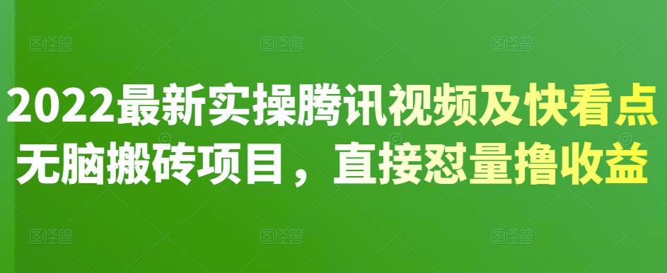 2022最新实操腾讯视频及快看点无脑搬砖项目,直接怼量撸收益-博学库