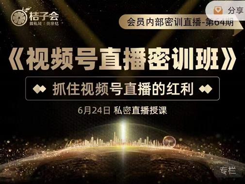 桔子会《视频号直播密训班》,抓住视频号直播的红利 价值12800