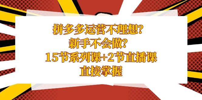 拼多多运营不理想？新手不会做？15节系列课+2节直播课，直接掌握-博学库