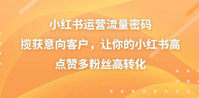 小红书运营流量密码，揽获意向客户，让你的小红书高点赞多粉丝高转化-博学库