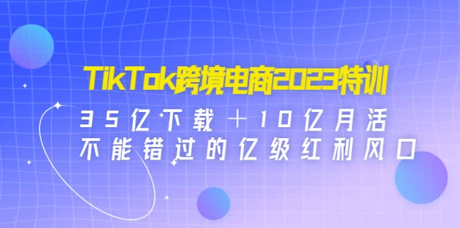 TikTok跨境电商2023特训：35亿下载＋10亿月活，不能错过的亿级红利风口-博学库