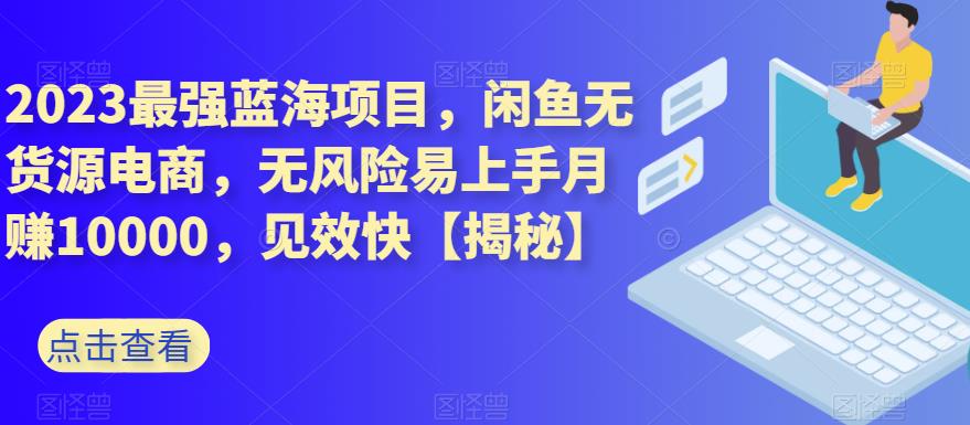 2023最强蓝海项目,闲鱼无货源电商,无风险易上手月赚10000,见效快【揭秘】
