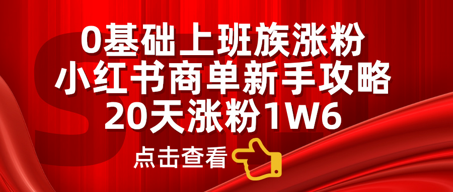 0基础上班族涨粉,小红书商单新手攻略,20天涨粉1.6w-博学库