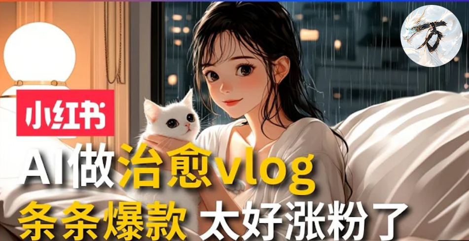 AI治愈系vlog动画视频,小红书7天 涨粉破千,商单报价1500+,0成本制作,日入2000+,有手就会 -博学库