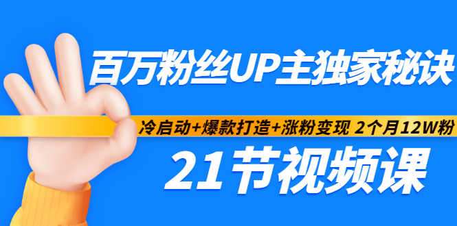 百万粉丝UP主独家秘诀:冷启动+爆款打造+涨粉变现2个月12W粉(21节视频课)-博学库