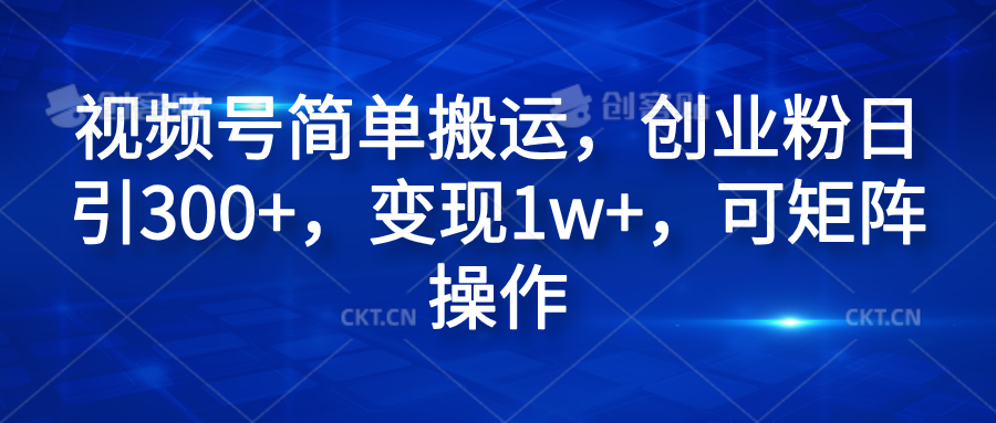 视频号简单搬运,创业粉日引300+,变现1w+,可矩阵操作-博学库