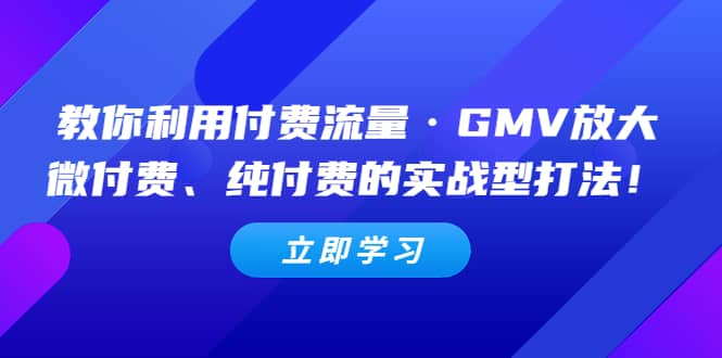 教你利用付费流量·GMV放大，微付费、纯付费的实战型打法-博学库
