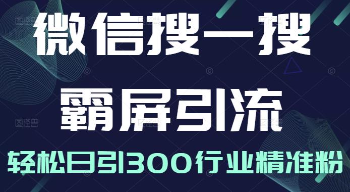 微信搜一搜霸屏引流课,打造被动精准引流系统,轻松日引300行业精准粉【无水印】-博学库
