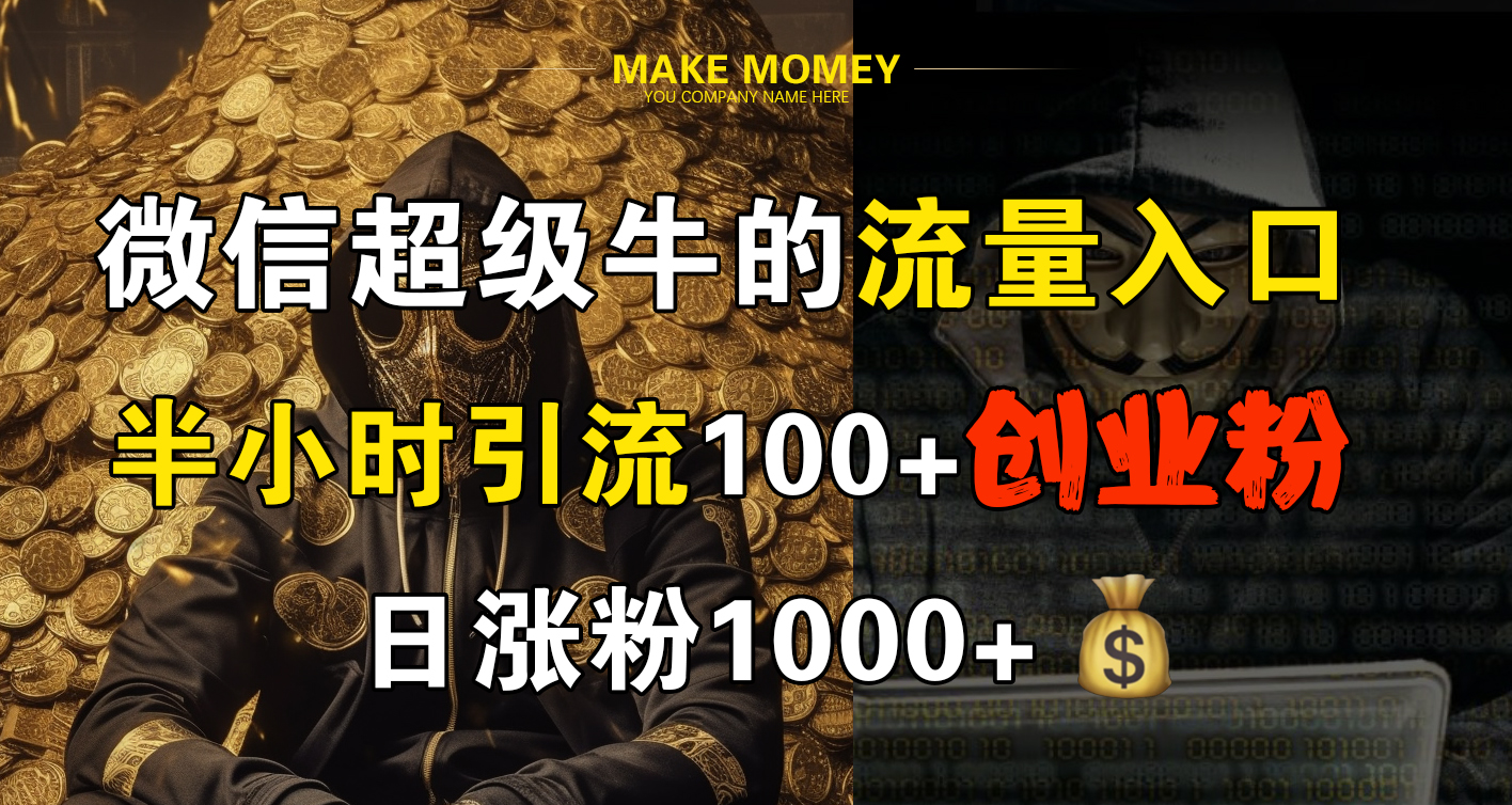 微信超级牛的流量入口,半小时引流100+创业粉,日涨粉1000+-博学库