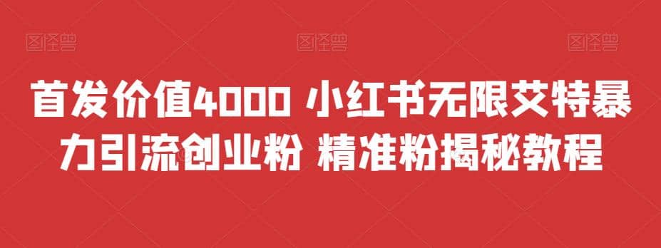 首发价值4000 小红书无限艾特暴力引流创业粉 精准粉揭秘教程-博学库