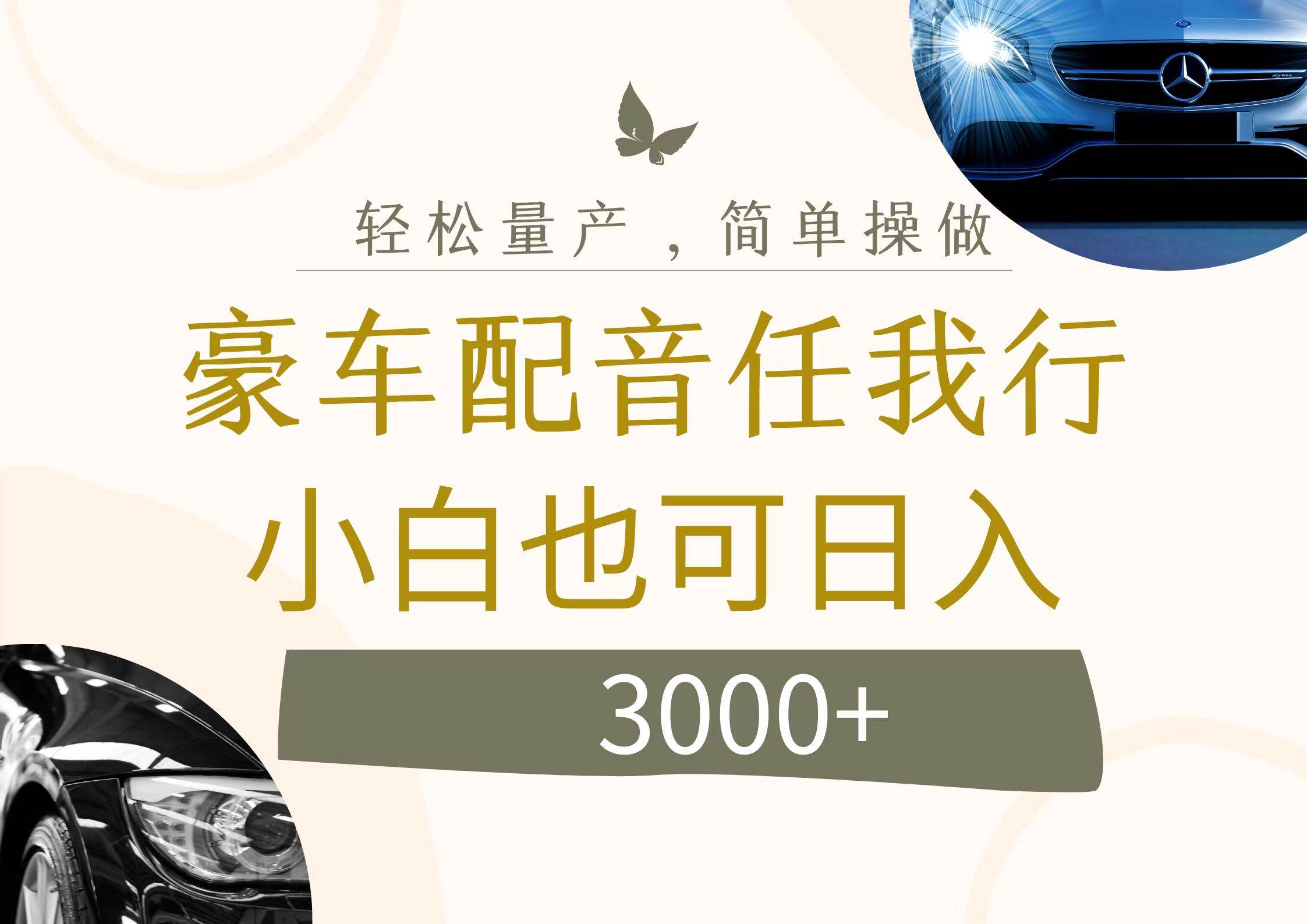 不为人知的暴力小项目,豪车配音,日入3000+-博学库