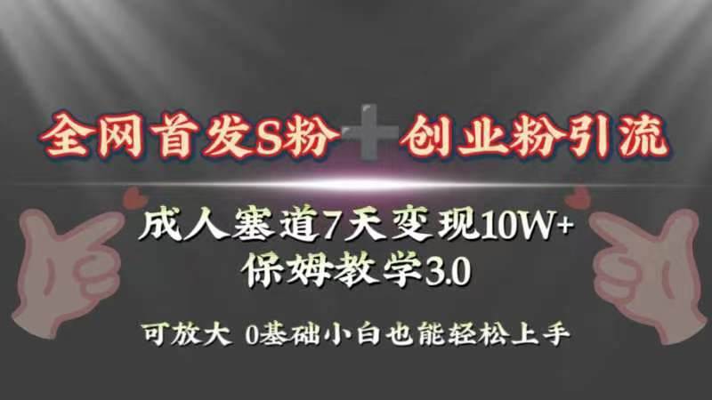 全网首发s粉加创业粉引流变现,成人用品赛道7天变现10w+保姆教学3.0-博学库