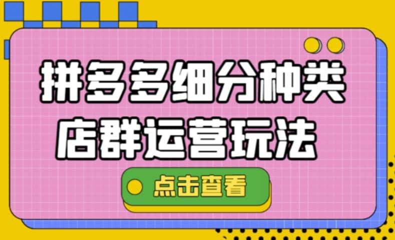 拼多多细分种类店群运营玩法3.0,11月最新玩法,小白也可以操作-博学库