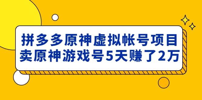 外面卖2980的拼多多原神虚拟帐号项目-博学库