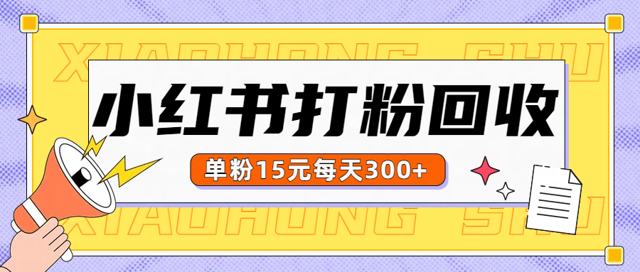小红书打粉，单粉15元回收每天300+-博学库