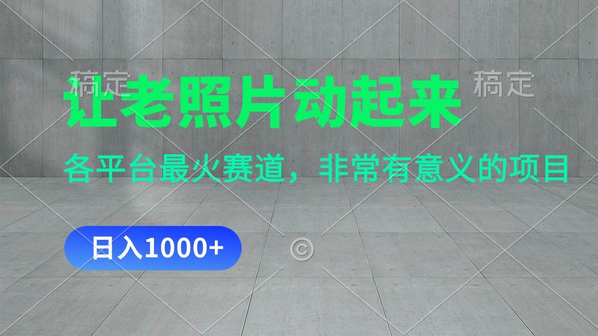 让老照片动起来，一天变现1000+，各平台最火赛道，看完就会-博学库