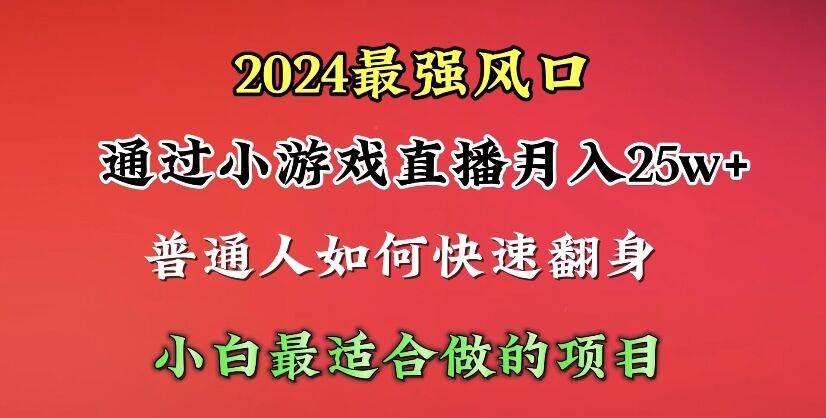 2024年最强风口,通过小游戏直播月入25w+单日收益5000+小白最适合做的项目-博学库