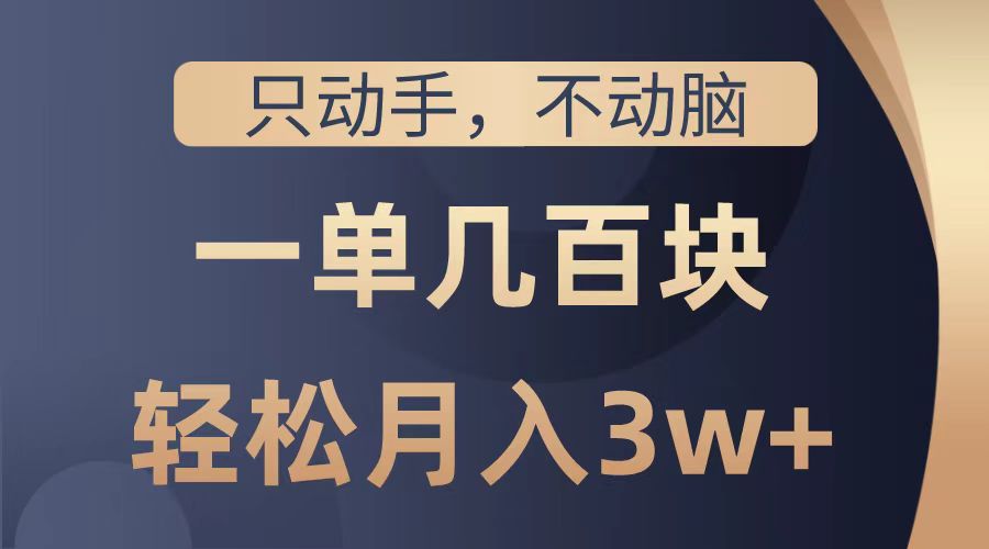 只动手不动脑，一单几百块，轻松月入2w+，看完就能直接操作，详细教程-博学库