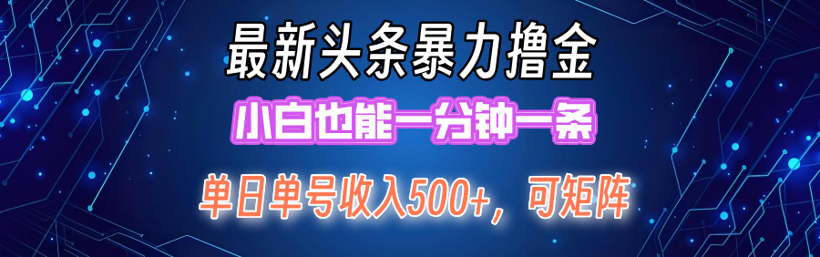最新头条撸金，小白也能一分钟一条-博学库