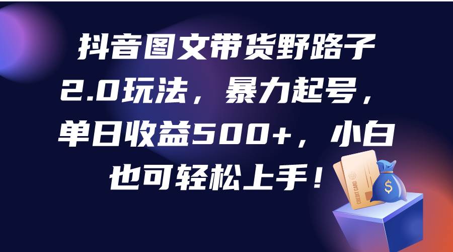 抖音图文带货野路子2.0玩法,暴力起号,单日收益500+,小白也可轻松上手!-博学库