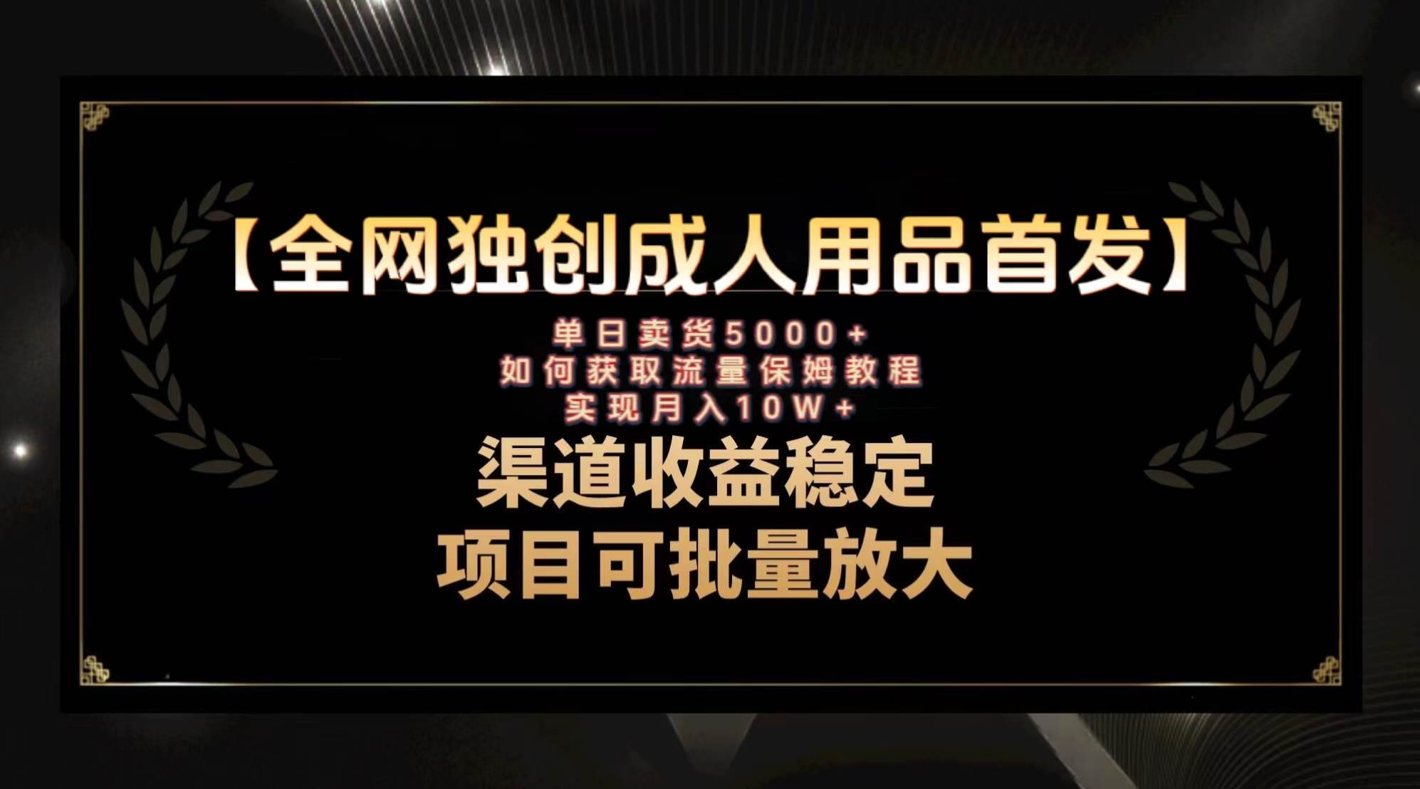最新全网独创首发,成人用品赛道引流获客,月入10w保姆级教程-博学库