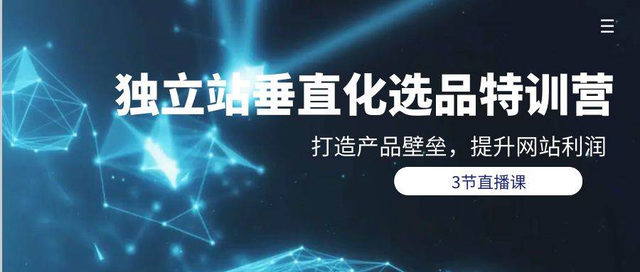 独立站-垂直化选品训练营,打造产品壁垒,提升网站利润(3节直播课)-博学库