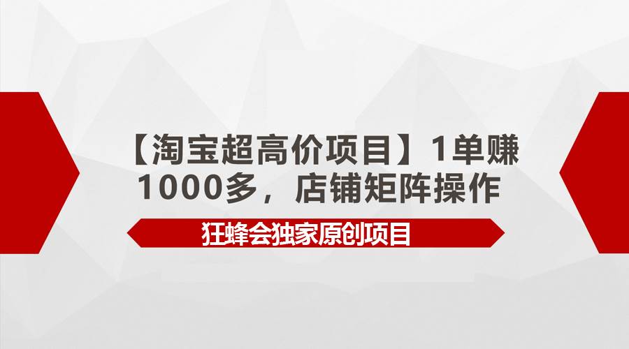 【淘宝超高价项目】1单赚1000多,店铺矩阵操作-博学库