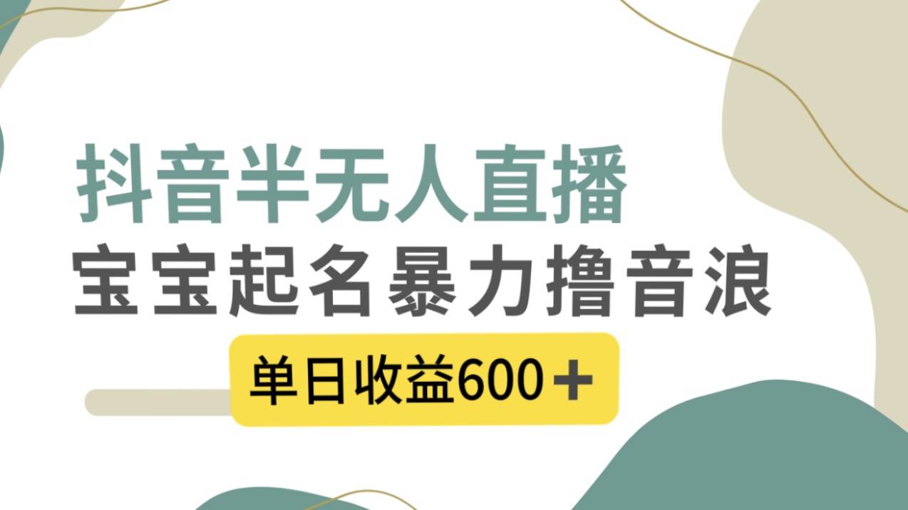 抖音半无人直播,宝宝起名,暴力撸音浪,单日收益600+-博学库