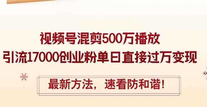 精华帖视频号混剪500万播放引流17000创业粉,单日直接过万变现,最新方...-博学库