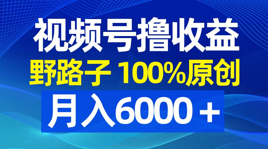 视频号野路子撸收益,100%原创,条条爆款,月入6000+-博学库