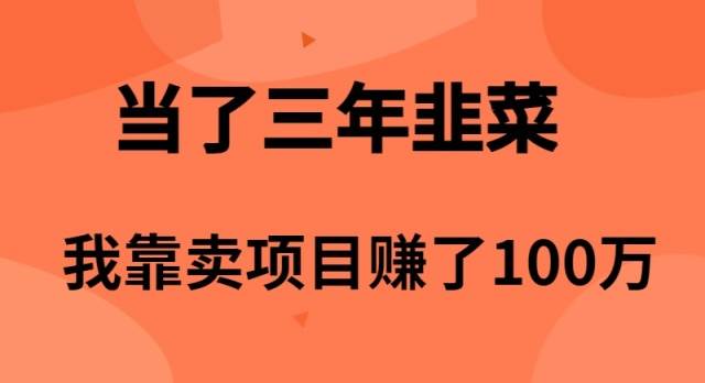 当了3年韭菜,我靠卖项目赚了100万-博学库