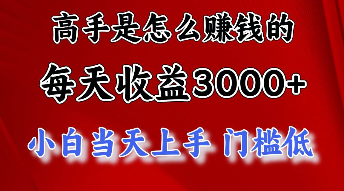高手是怎么赚钱的，一天收益3000+ 这是穷人逆风翻盘的一个项目，非常…-博学库