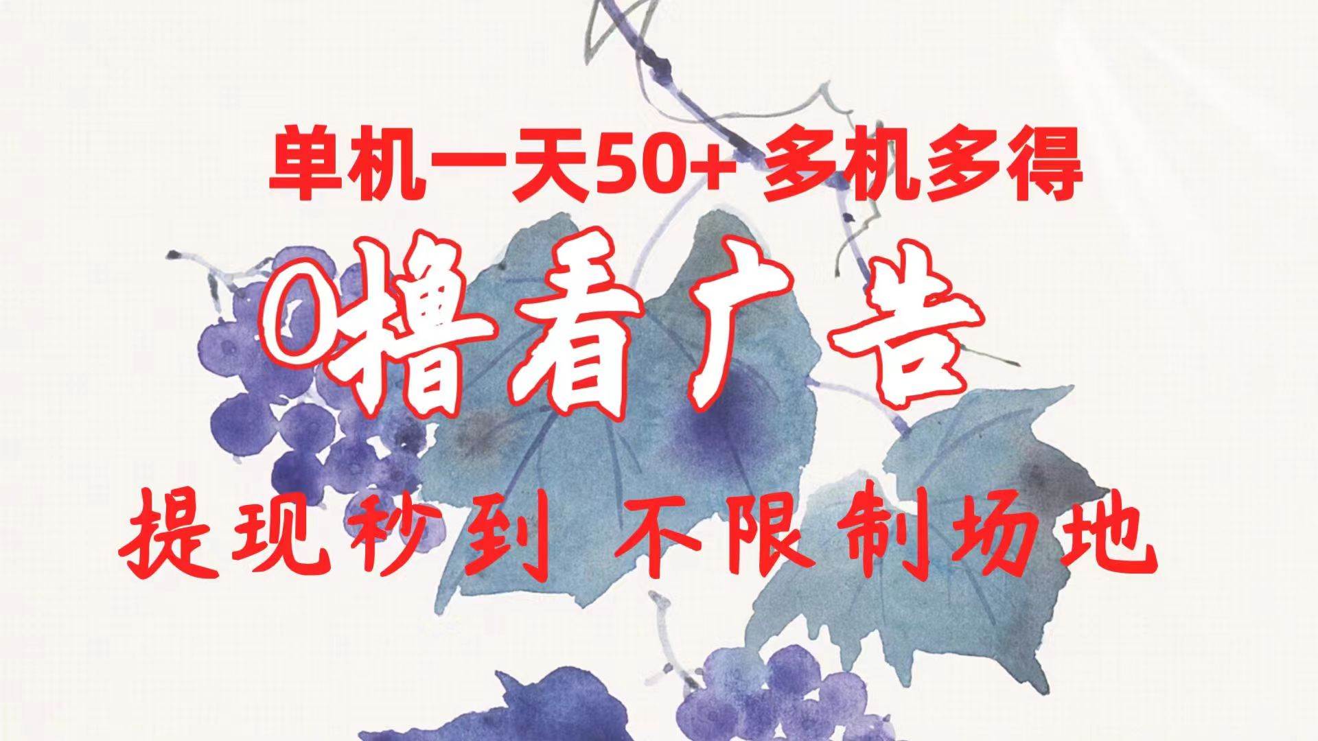 0撸看广告 单机一天50+多机多得 提现秒到 不限制场地操作-博学库