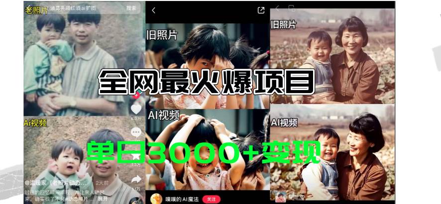 全网爆火的AI让老照片动起来教程,蹭热点日赚3000+,内含免费工具一键...-博学库
