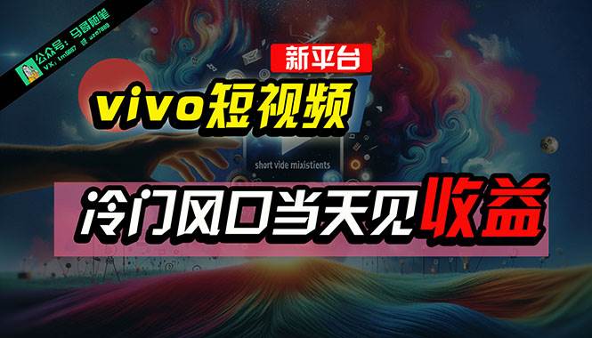 全新平台vivo短视频，新风口AI混剪无脑搬运，冷门风口当天见收益，7天…-博学库