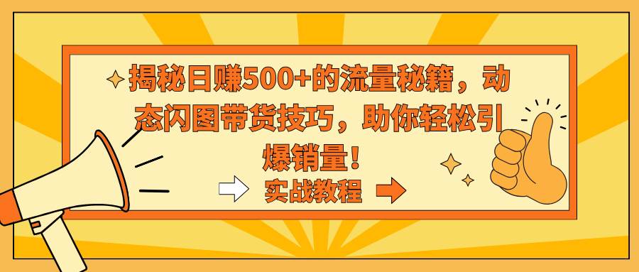 揭秘日赚500+的流量秘籍,动态闪图带货技巧,助你轻松引爆销量!-博学库