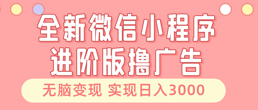 全新微信小程序进阶版撸广告 无脑变现睡后也有收入 日入3000+-博学库